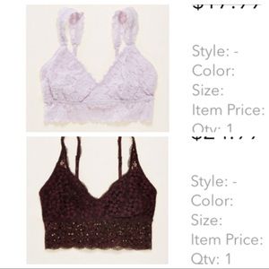 Set of 2 aerie lace bralettes